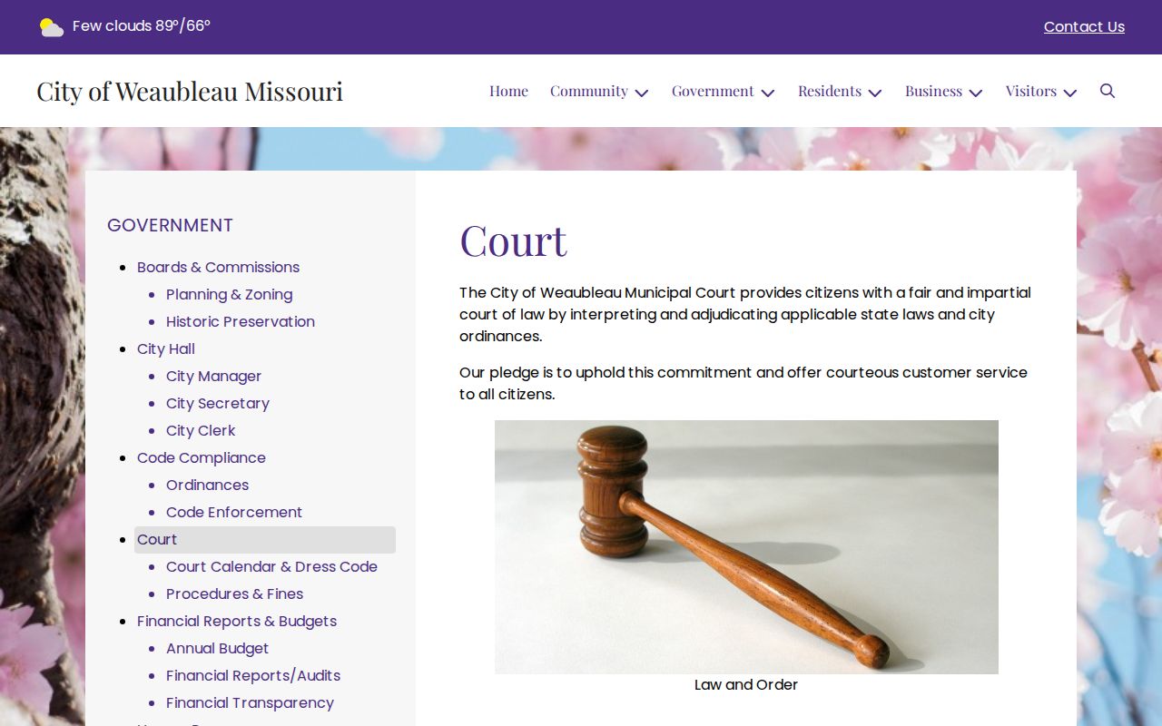 Weaubleau court docket official municipal court purpose page