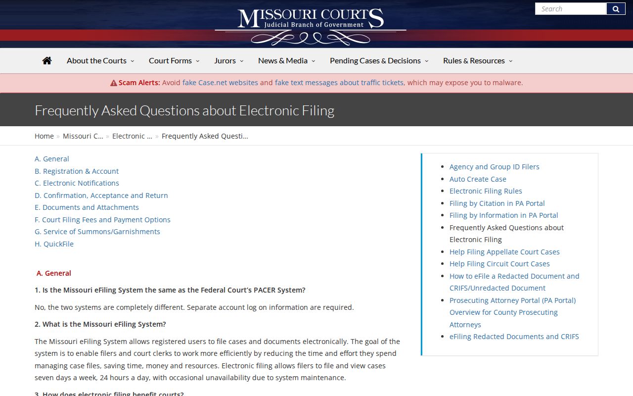 Hickory County civil docket electronic records and Missouri eFiling certified-copy information