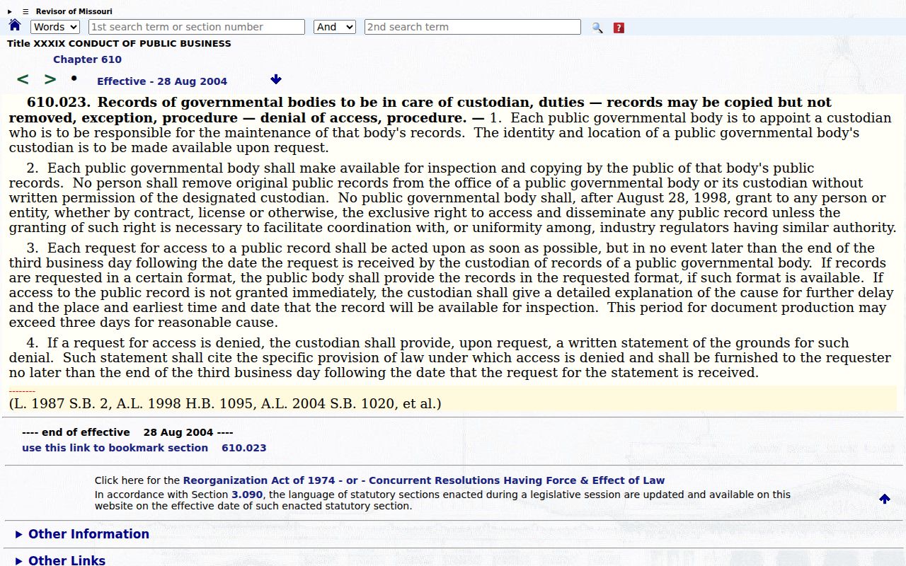 Hickory County records access source on custodian inspection copying and original files
